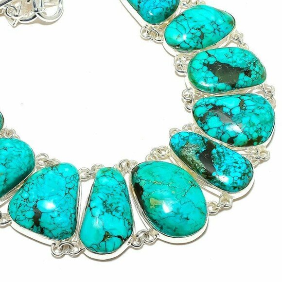 NEW - Tibetan Turquoise Handmade Sterling Adjustable Necklace - Picture 1 of 7